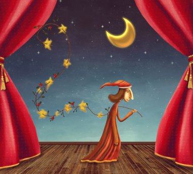 Sahne Alanı'nda yıldız toplama çocuk