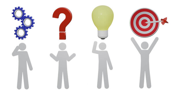 Planning concept with 3d figures. 3d rendering