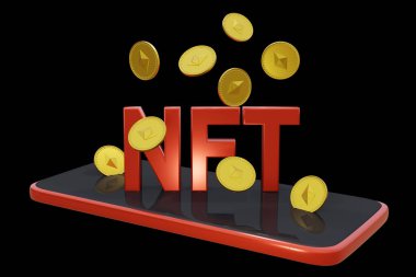 Ethereum bozukluklarıyla Finansal Olmayan Jeton 'a NFT Mektubu. 3d oluşturma