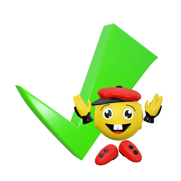 High Jumping Character Check Mark Background Рендеринг — стоковое фото