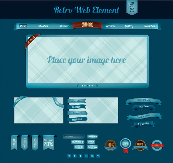 Elemento web retro — Vector de stock