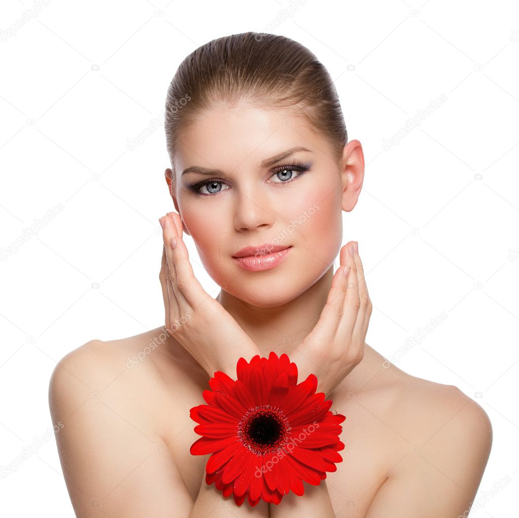 Beauty woman with flower