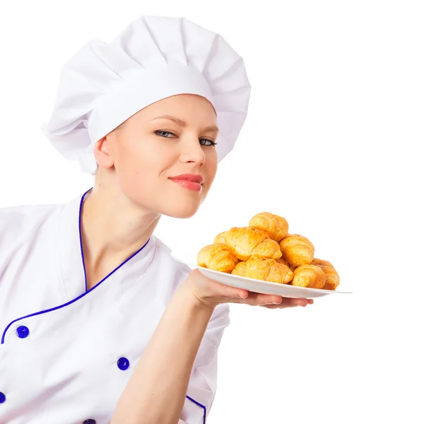 Woman baker in uniform — Stock Photo, Image