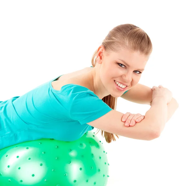 Woman with fit-ball — Stock Photo, Image