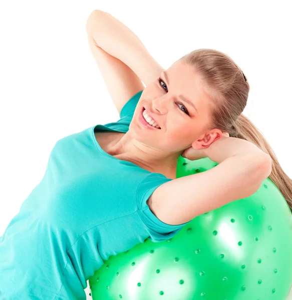 Woman with fit-ball — Stock Photo, Image