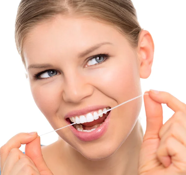 Mujer de cuidado dental — Foto de Stock