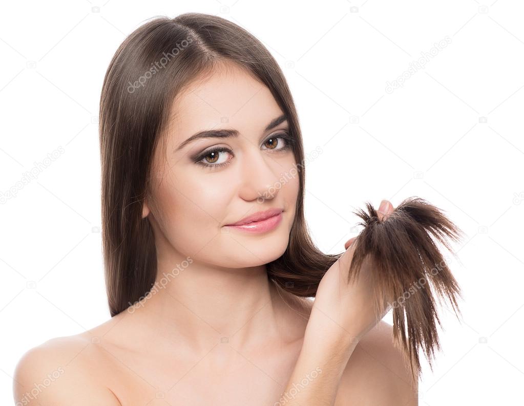Beauty model with long healthy hair