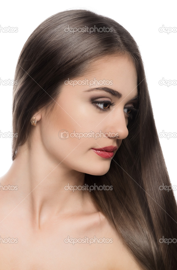 Beauty model with long healthy hair