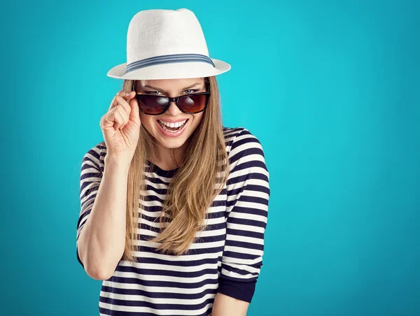 Summer girl in hat — Stock Photo, Image