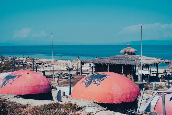 Bunkers Playa Cape Rodon Turismo Vacaciones Albania —  Fotos de Stock