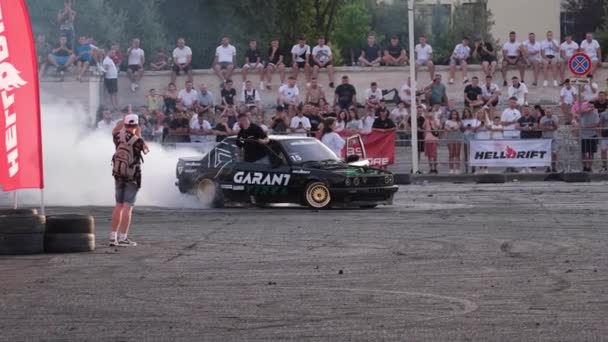 Tirana Albania July 2022 Car Show Drift Burnout Smoke High — ストック動画