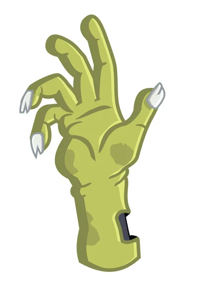 Desenho de uma mão de zumbi verde isolado no fundo branco Royaltyfria Stockvektorer