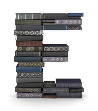e harfi, kitap yığını