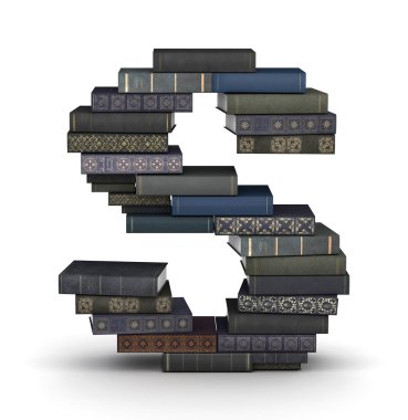 s harfi, kitap yığını