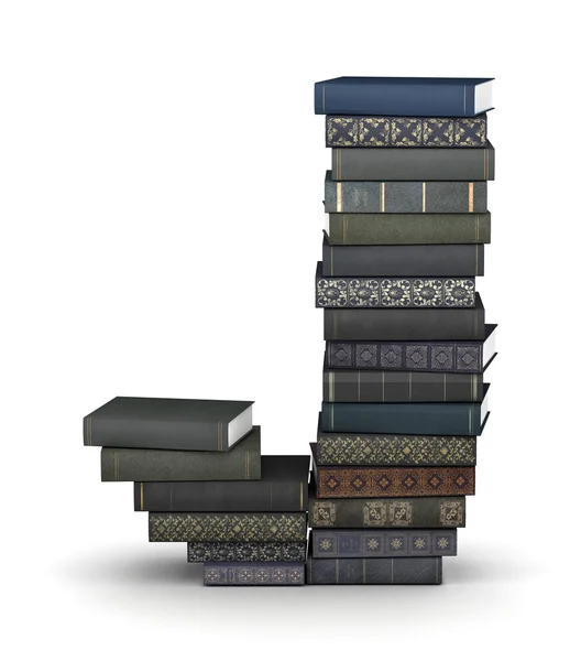 Letter J, stack of books — Stock Photo, Image