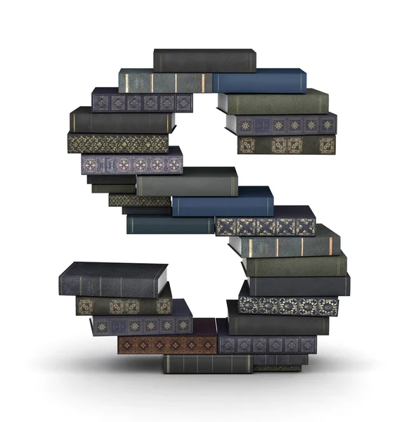 Letter S, stack of books — Stock Photo, Image