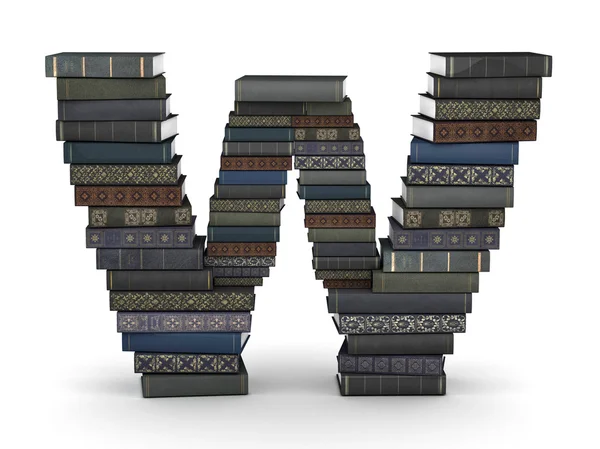 Letter W, stack of books — Stock Photo, Image