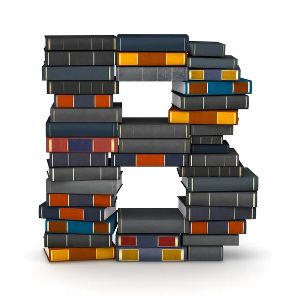 Letter B, stacked from books — Stock Photo, Image