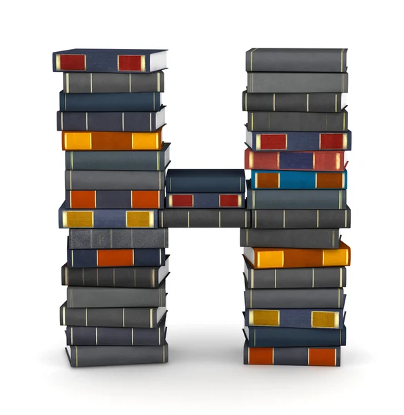 Letter H, stacked from books — Stock Photo, Image