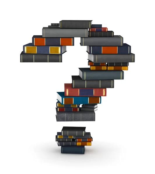 Question mark , stacked from books — Stockfoto