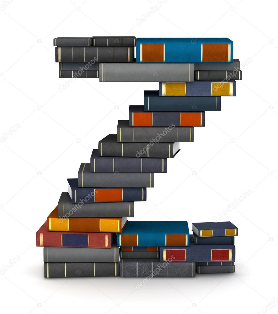 Letter Z, stacked from books
