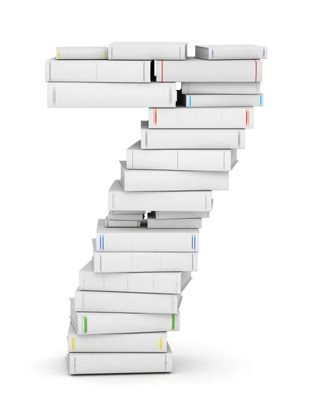 Number 7, stacked from blank books — Stock Photo, Image