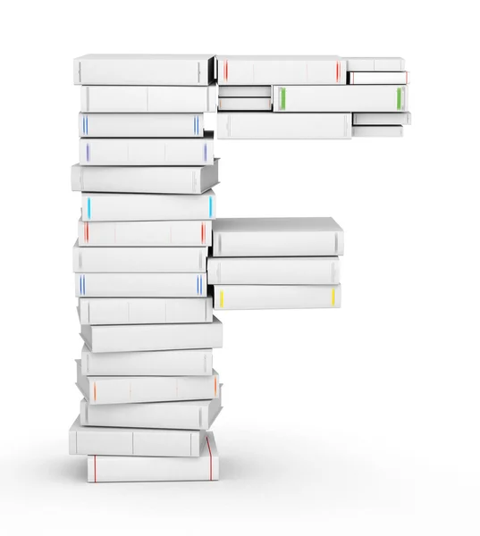 Letter F, stacked from blank books — Stock Photo, Image