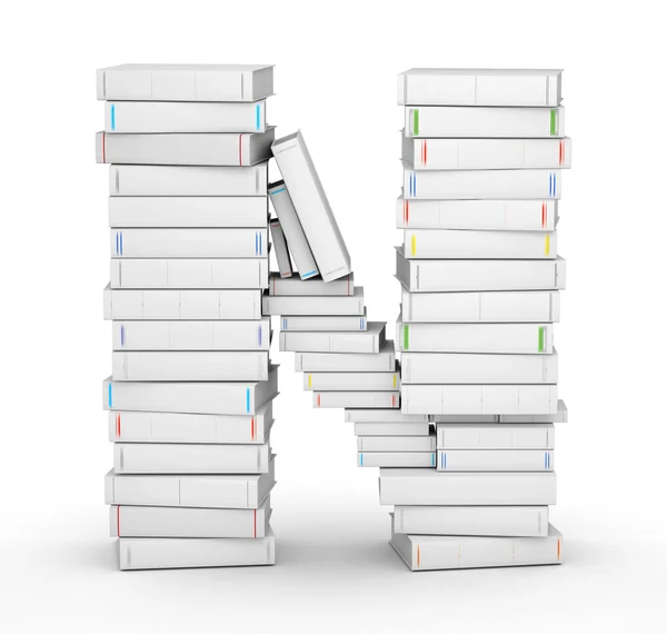 Letter N, stacked from blank books — Stock Photo, Image