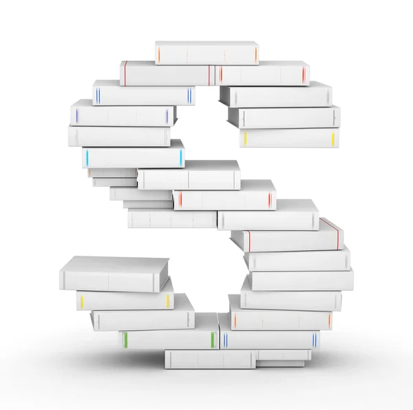 Letter S, stacked from blank books — Stock Photo, Image