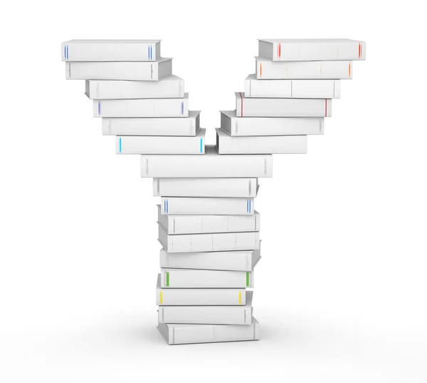 Letter Y, stacked from blank books — Stock Photo, Image