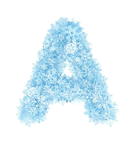 Letter a, frosty sneeuwvlokken — Stockfoto