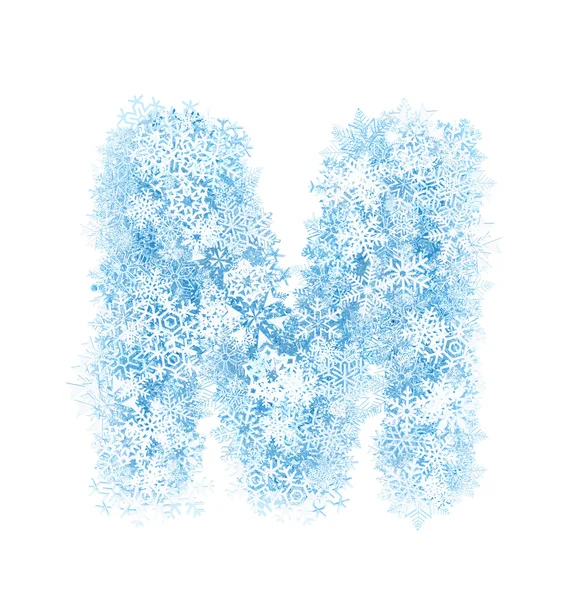 Lettera M, fiocchi di neve gelidi — Foto Stock
