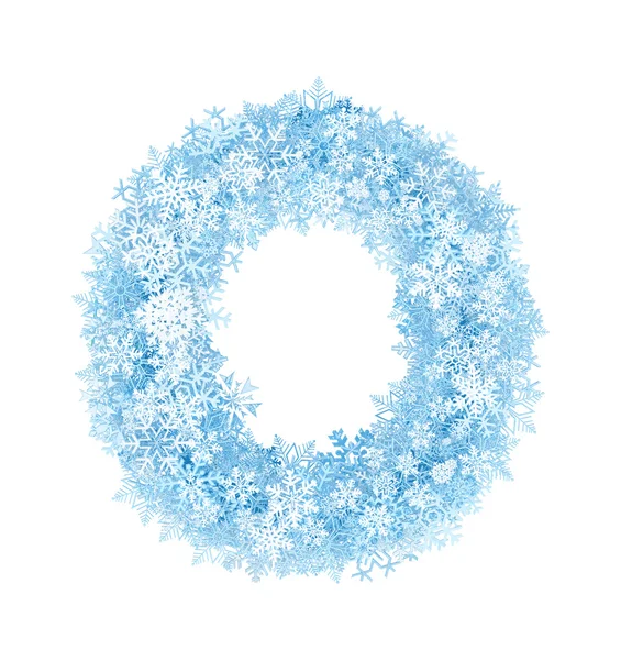 Lettre O, flocons de neige gelés — Photo