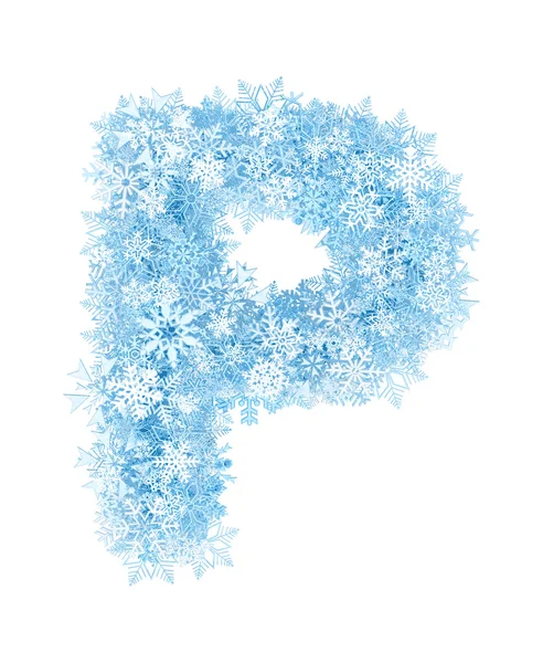 Letter p, frosty sneeuwvlokken — Stockfoto