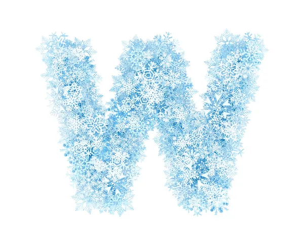 Lettre W, flocons de neige gelés — Photo