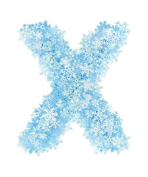 Letter X, frosty snowflakes — Stock Photo, Image
