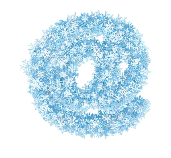 E-nail symbol , frosty snowflakes — Stock Photo, Image