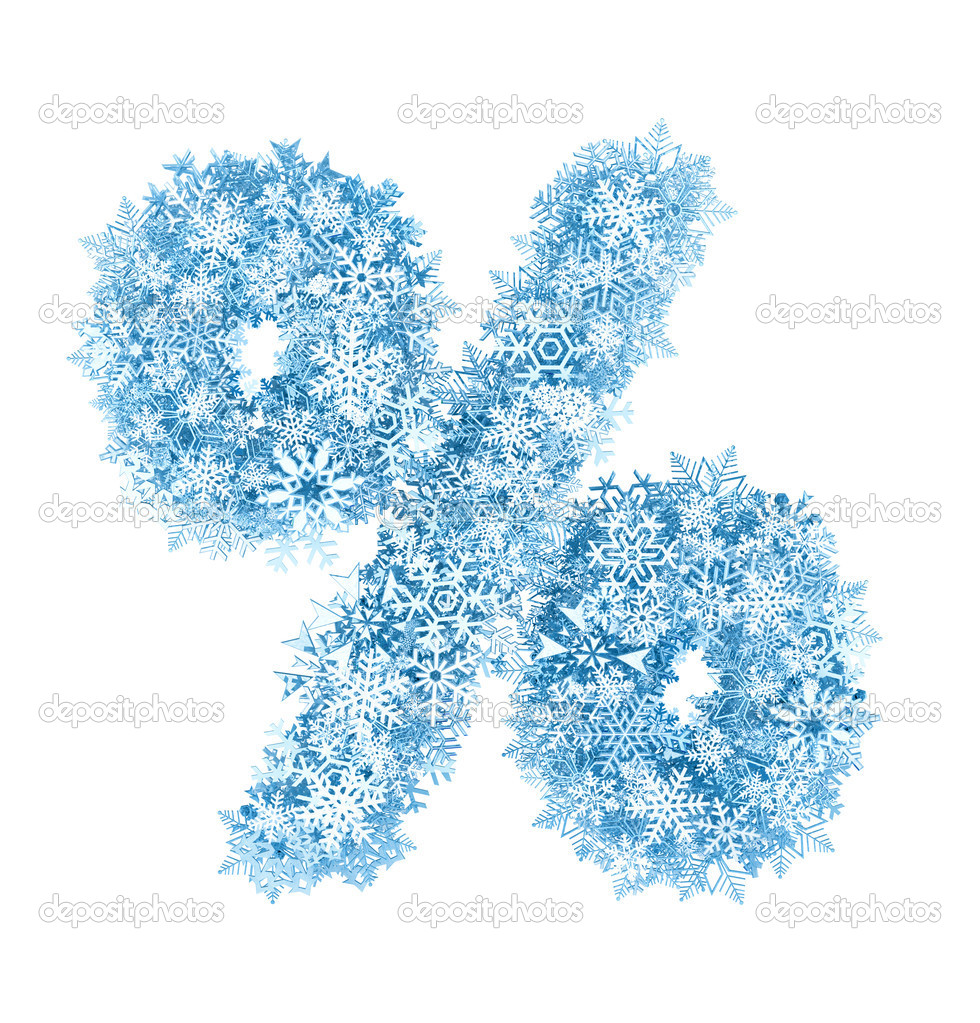 Percent sign , frosty snowflakes