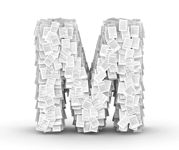 Letter M, page documents font — Stock Photo, Image
