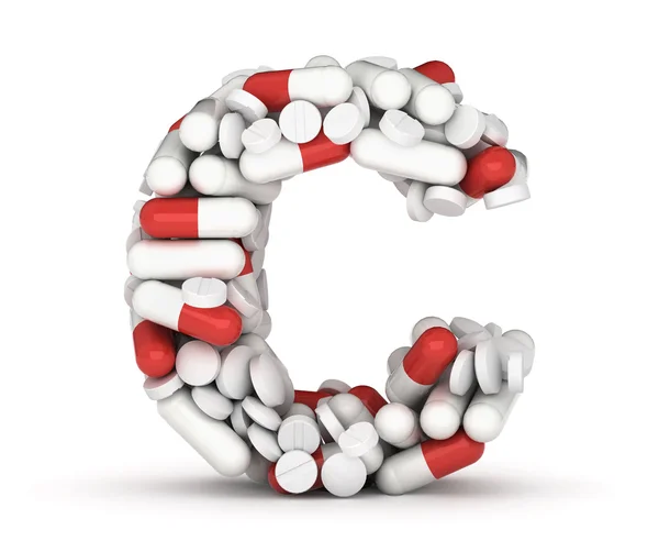 Letter C, alphabet from pills — Stock Photo, Image