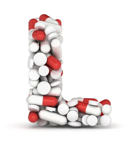 Letter L, alphabet from pills — Stock Photo, Image