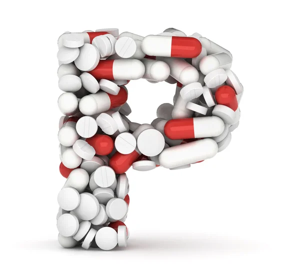 Letter P, alphabet from pills — Stock Photo, Image