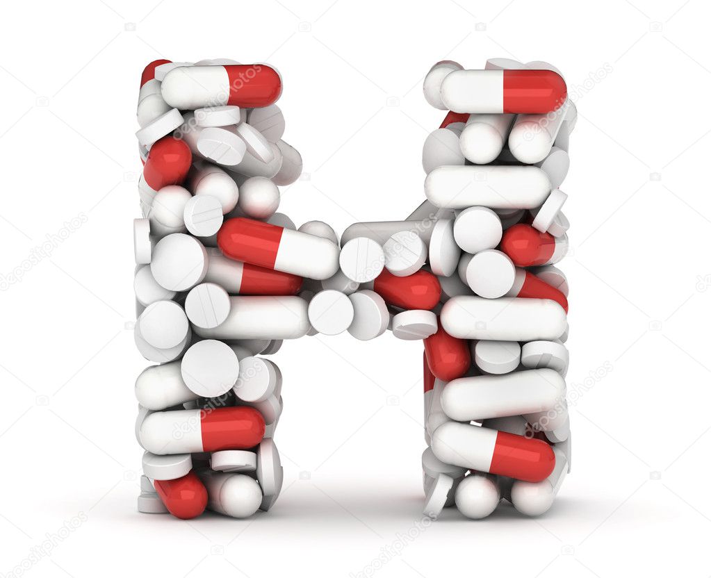 Letter H, alphabet from pills