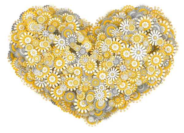 Herz aus Kamillenblüten — Stockfoto