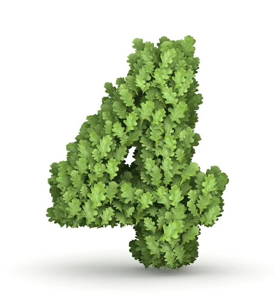 Número 4 das folhas verdes — Fotografia de Stock