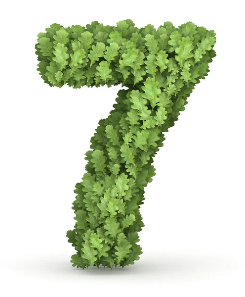 Number 7 from green leaves — Stock Photo, Image