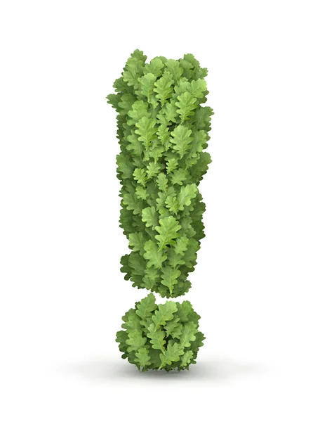 Exclamation mark from green leaves — Stock Photo, Image