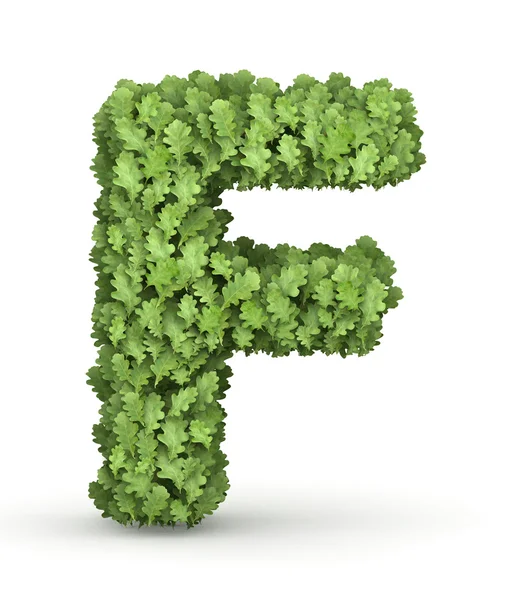 Буква F из зелёных листьев — стоковое фото