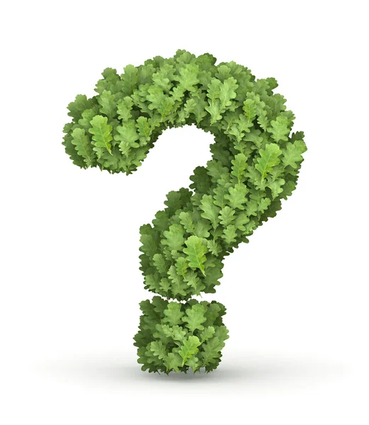 Question mark from green leaves — Stock Photo, Image