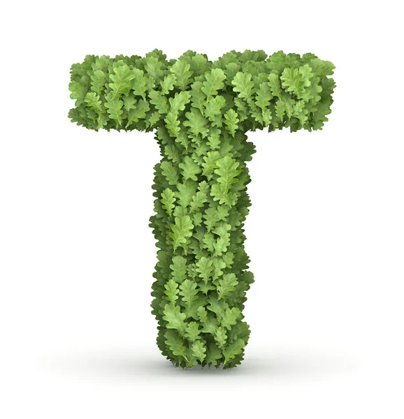 Carta T de folhas verdes — Fotografia de Stock